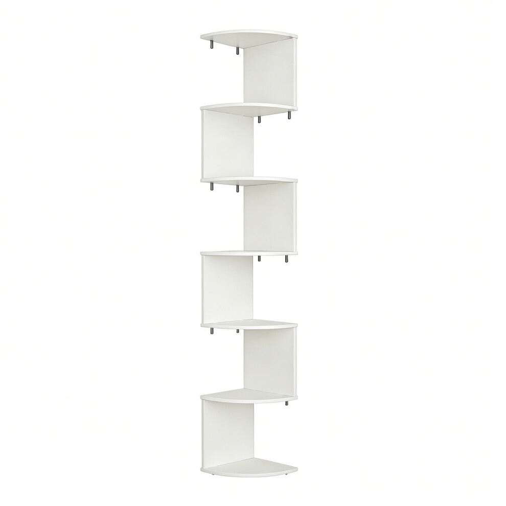 Elegant Floating Corner Shelf Set 5 Levels For Exhibiting-White 7704001041668