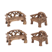 4Pcs Mini Resin Chair Decor Brown Durable Miniature Furniture Model