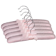 5 stück gepolsterte satin-kleiderbügel mit schaumstoff (pink)