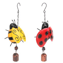 2Stk Stereo Marienkäfer Windspiele Aus Eisen, Bunte Honigbienen Deko