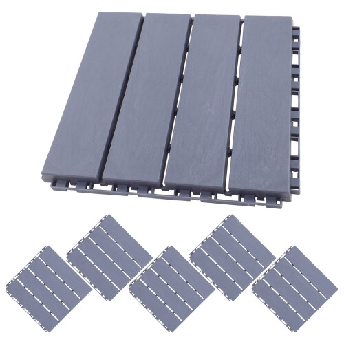 6 Stück Außenfliesen Für Terrasse Mit Decksplatten Grau