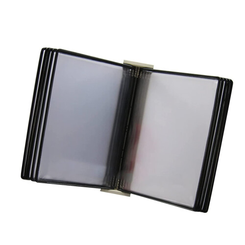Wall Mount Reference Organizer, 10 Panel A4 Document Display Rack for Menus and Catalogs, Black