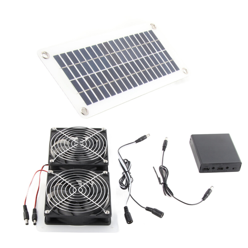 50W Solar Panel Fan Kit Solar Powered Panel With Dual Solar Exhaust Fan For Outside Greenhouse Shed Chicken Coop 3294701184399