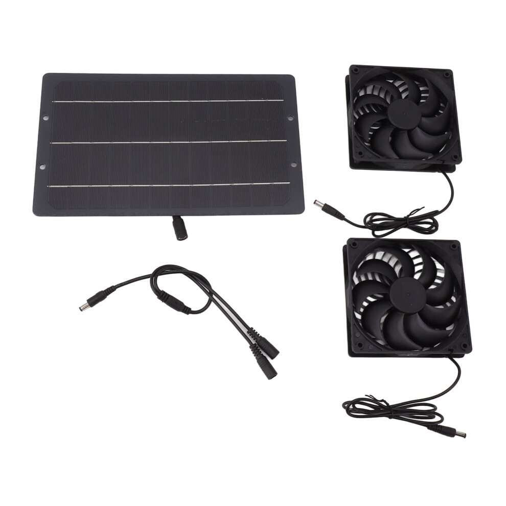 10W Solar Panel Fan Kit Weatherproof Solar Powered Dual Exhaust Fan Wall Mounted For Chicken Coops Greenhouses Sheds 3251835340114