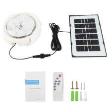 Plafondlamp op zonne-energie met hoge helderheid, 50 LED's, timerfunctie en afstandsbediening, geschikt voor binnen en buiten.