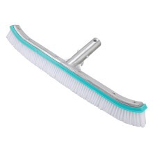 Brosse de piscine de 45 cm (18 pouces) en plastique, nylon et acier inoxydable, outil de nettoyage pour les murs et le fond, bleu lac