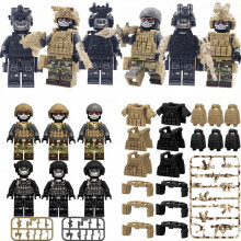 6 PCS Ghost Special Forces Minifigure Building Blocks with Weapons