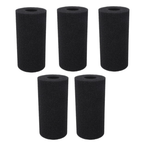 5PCS Pool Filter Sponge PU Sponge Black Reusable Washable Cylindrical Simming Pool Filter Foam for Pool Pump L
