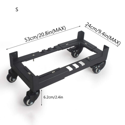 Adjustable Metal CPU Tower Stand with Locking Caster Wheels, SpaceSaving Desktop Computer Holder, Black Small 1