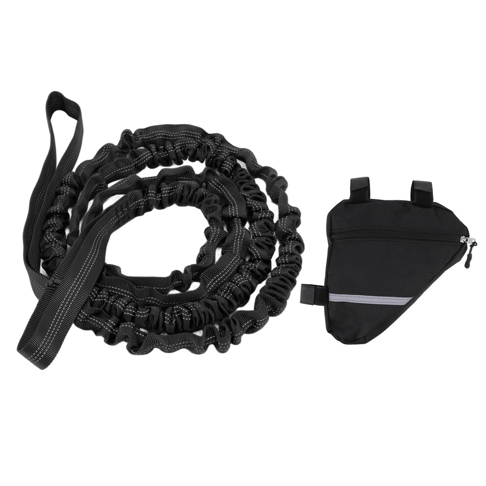 Bike Tow Bar Nylon Material Stretchable Design Natural Length 2.7M Portable Bike Towing Rope For Running Walking Black 3652030909371