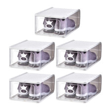 5er-pack schuhboxen kunststoff transparent stapelbar staubdicht grau