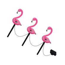3 Stück Solar Gartenleuchten Flamingo Deko Pink Wetterfest Außen