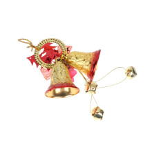 6-tlg. weihnachtlicher Hängeschmuck mit Ringglocke, gold-rot