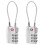 2Pcs Durable Zinc Alloy Tsa Approved Luggage Locks Silver Combination 3