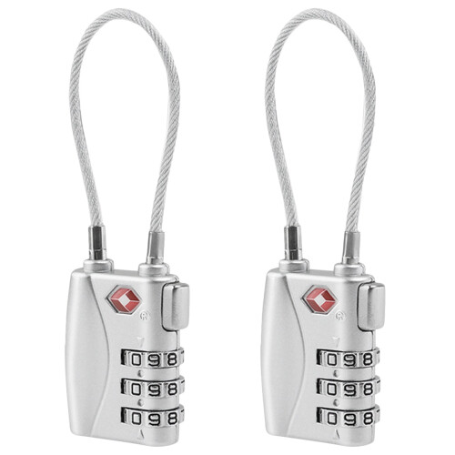 2Pcs Durable Zinc Alloy Tsa Approved Luggage Locks Silver Combination 2