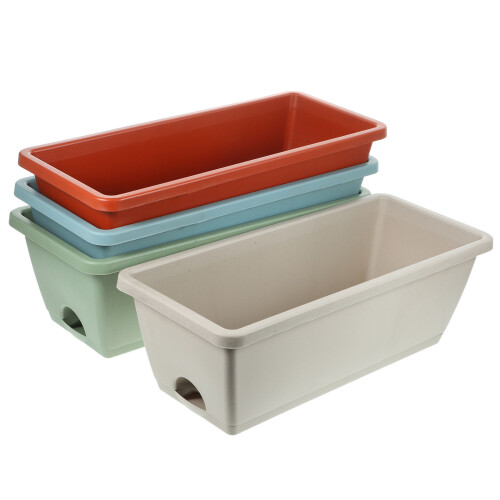 4 Juegos De Maceta Rectangular Para Verduras Y Flores Con Bandeja