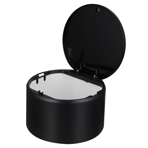 1Stk Schwarzer Mini Desktop Müllbehälter Aus Kunststoff Mit Deckel 2