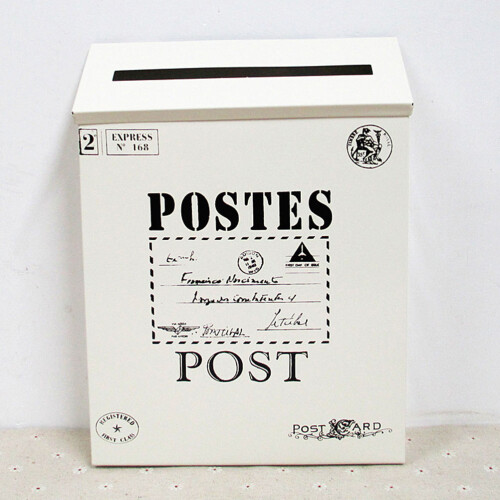 Wall Mounted Post Box White Iron Home Decoration 1set 1