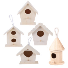 5 Pièces Pendentif En Bois Non Peint Forme Nid Pour Décoration