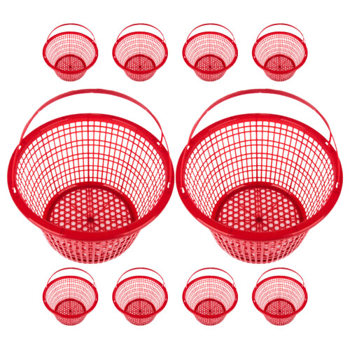 10Pcs Durable Red Plastic Fruit Basket for Strawberries and Cherries