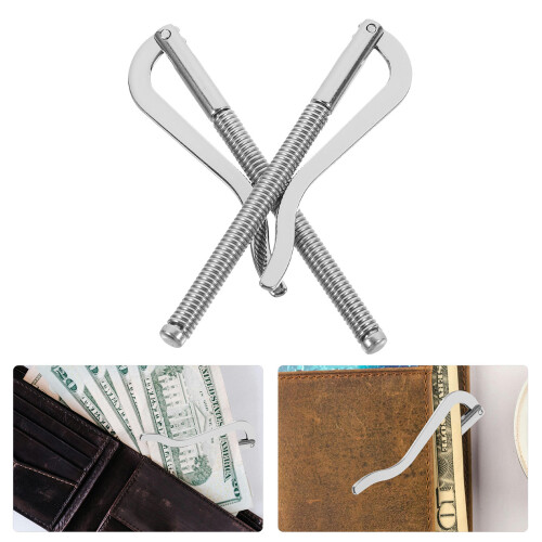 2Pz Clip Porta Denaro in Metallo Argento Resistente Per Casa 1
