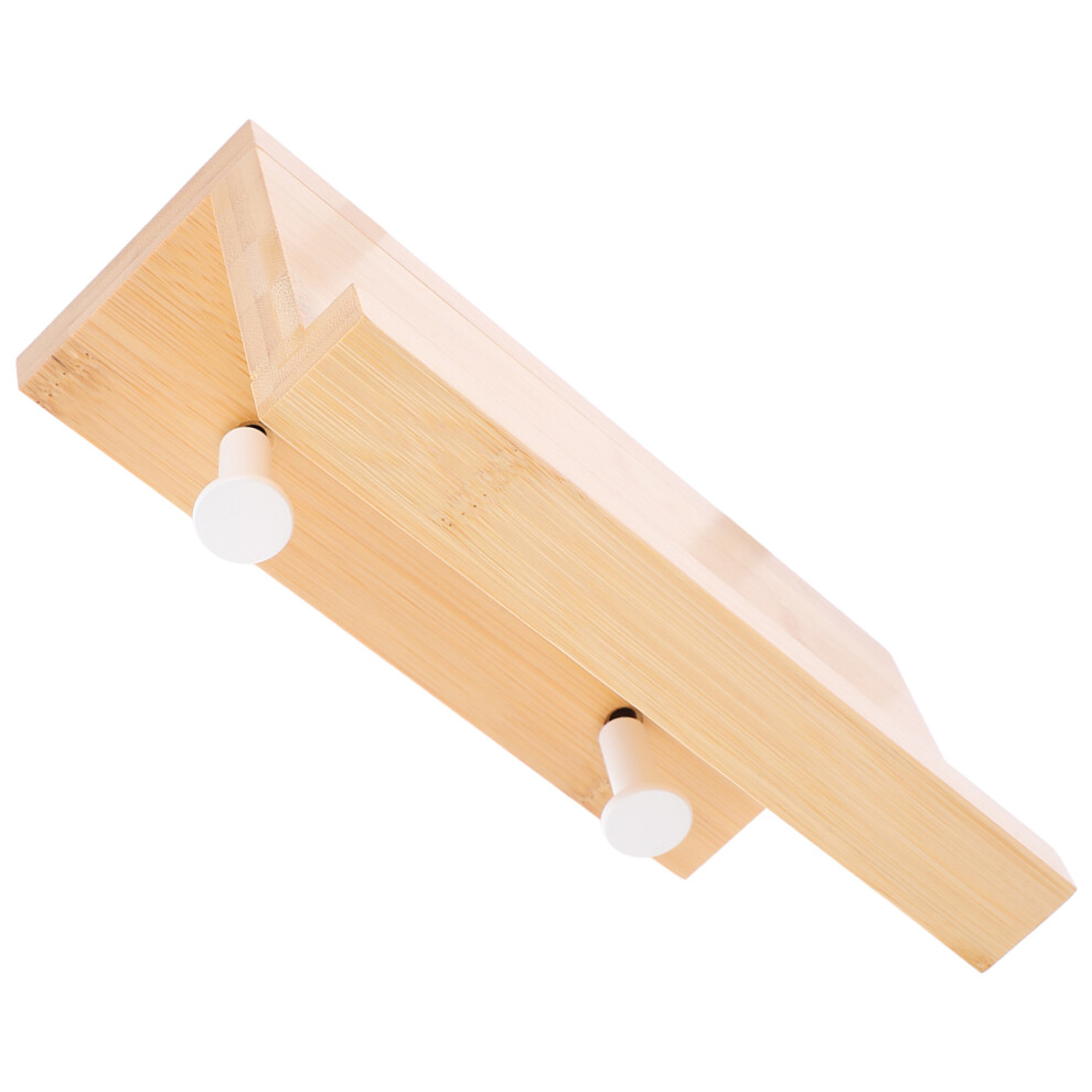 Bamboo Floating Shelf With Hooks Multi-Function Wall Storage Rack 3313184229141