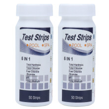 2 Bottles 5 in 1 Water Test Strips Alkalinity Hardness PH Test Paper for Swimming Pool