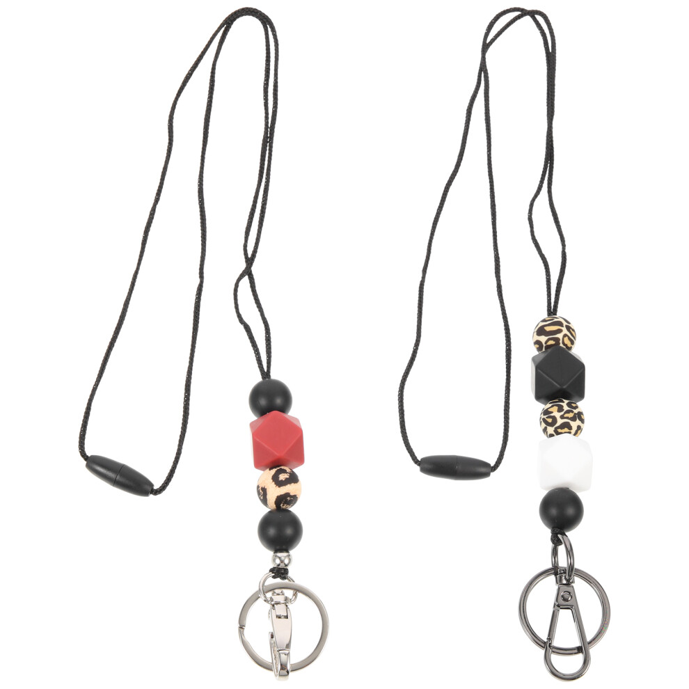 6 Pcs Keychain Necklace Lanyard Silicone Bead Key Holder 3181128818481