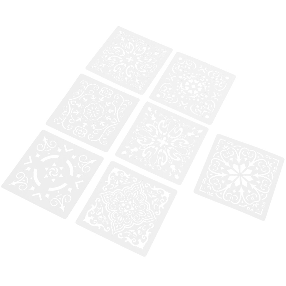 35Pcs Reusable White Pvc Mandala Stencils Compact Decorative Templates 033163322696