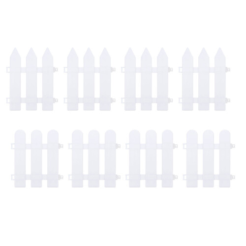 8Pcs White Plastic Garden Fence Decorative Picket Landscape Edging