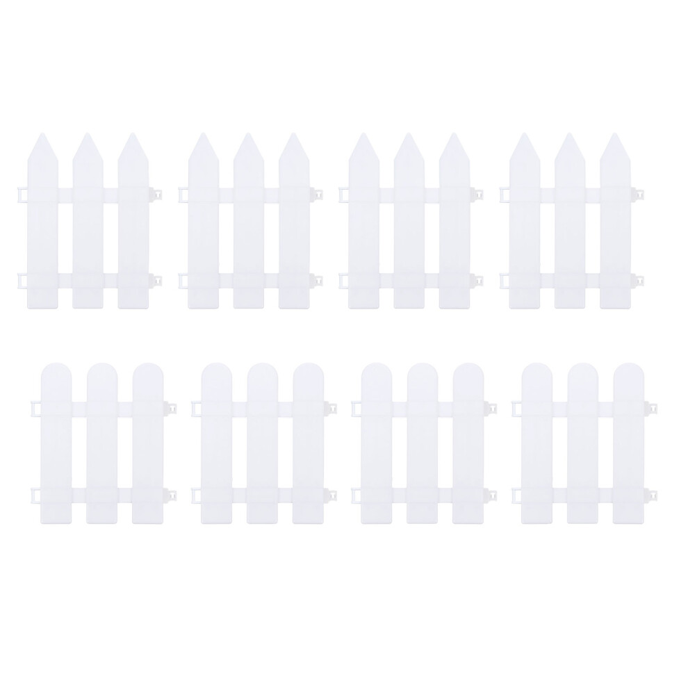8Pcs White Plastic Garden Fence Decorative Picket Landscape Edging 3293121192816
