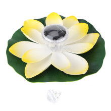 Luzes solares para lago/piscina em LED com mudança de cor em formato de flor de lótus, à prova d'água.Lâmpada Flutuante Amarelo Claro