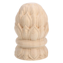 Beige Hand Carved Wood Round Pineapple Post Topper for Home