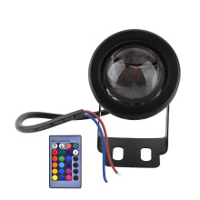 Refletor LED RGB de 12V 10W para aquário, piscina, jardim e uso subaquático, cor preta.