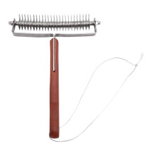 Horse Grooming Rake Stainless Steel Heavy Duty 25 Blades Deshedding Dematting Brush Undercoat Rake with Wooden Handle for Pet Dog