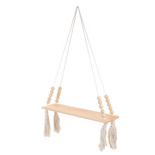 1St Compacte Plantenhanger Van Hout Met Cotton Thread Vlechtwerk