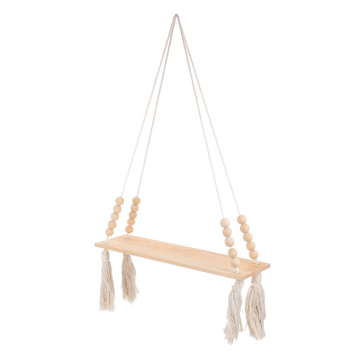 1St Compacte Plantenhanger Van Hout Met Cotton Thread Vlechtwerk