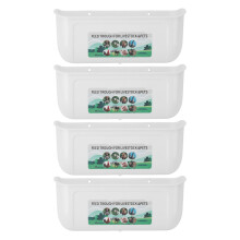 4er-Set große Hühnerfuttertröge mit Clips zum Aufhängen am Zaun, auch geeignet für Ziegen, Enten, Gänse und andere Nutztiere, weiß