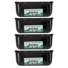 4er-Set große Hühnerfuttertröge mit Clips zum Aufhängen am Zaun, geeignet für Ziegen, Enten, Gänse und andere Nutztiere, schwarz