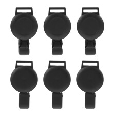 6Pcs Plastic Id Card Holders Retractable Badge Buckles Black Durable