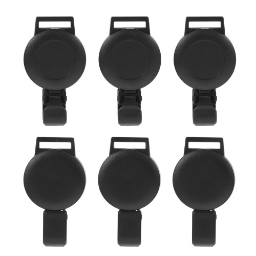 6Pcs Plastic Id Card Holders Retractable Badge Buckles Black Durable