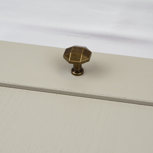 27mm Antique Brass Cabinet Knob Octagonal Pull 2