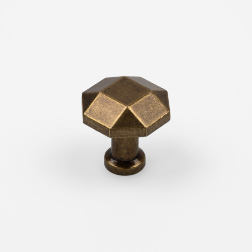 27mm Antique Brass Cabinet Knob Octagonal Pull 1