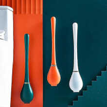 (Green) Silicone Bathroom Toilet Brush Holder Set Wall-mounted Toilet Bowl Cleaning Brush