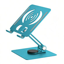 Support de tablette réglable, pliable, rotatif à 360-Bleu