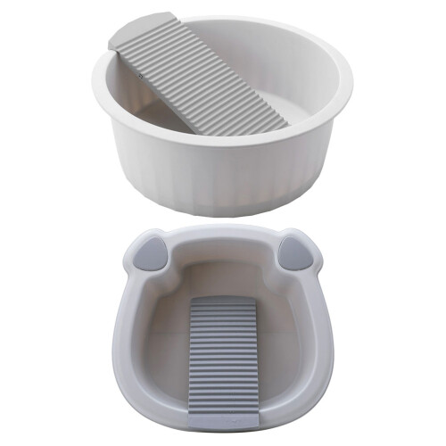 2 Pezzi Lavatoio Portatile con Plancia in Plastica e Base Antiscivolo