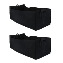 2Pcs Black Square Plant Growth Bags Reusable Fabric Growers for Garden