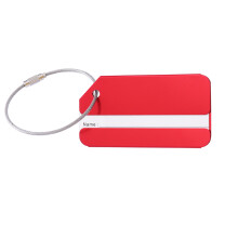 Rood Aluminium Reistag Met Koord En Duidelijk Identificatie