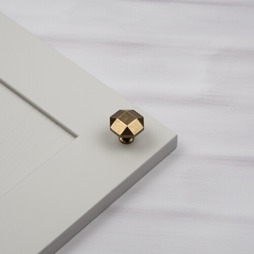 32mm Antique Brass Cabinet Knob Octagonal Pull 2