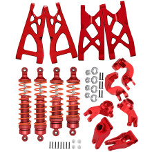 RC Aluminum Upgrade Parts for ARRMA 1/10 4x4 3S BLX Granite Senton Vorteks, Red CNC Suspension Arm and Shock Kit